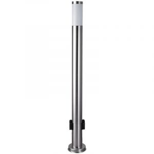 Globo Lampadaire élégant LED 7W 2 prises luminaire inox IP44 éclairage jardin terrasse éxtérieur