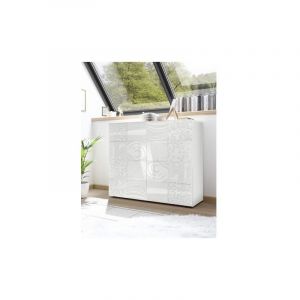 Azura home design Buffet haut MIREL 2 portes en Blanc - Blanc