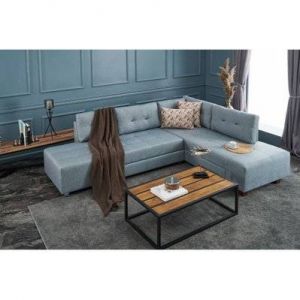 Image de Cotecosy Canapé d'angle droit convertible Manama - bleu clair