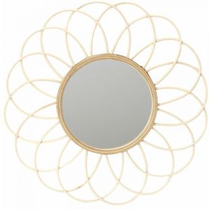 The home deco factory Miroir Rosace en rotin - Diam 56 cm