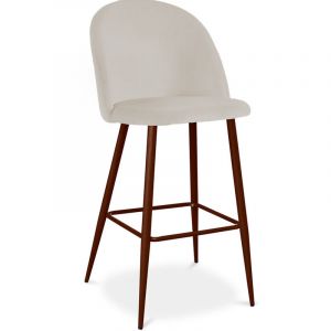 Privatefloor Tabouret tapiss&eacute; en velours - Design scandinave - Evelyne Beige