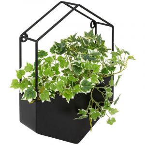 Image de Atmosphera Plantes artificielles dans un support en m&eacute;tal Noir &agrave; suspendre H 35 cm