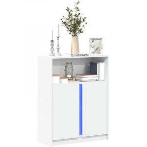 VidaXL Buffet avec LED blanc 77x34x100 cm bois d'ing&eacute;nierie, meuble de rangement, meuble de rangement cuisine, meuble de rangement de salon
