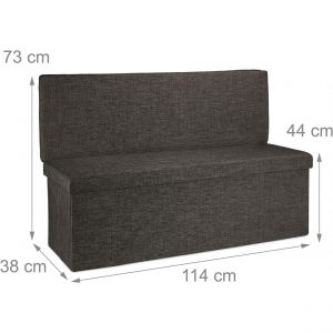 Image de Tabouret pouf banquette de rangement pliant en lin 114 cm marron 13_0002783