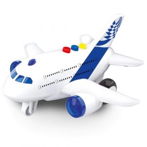 BABY CHALLENGE - Avion Long Courrier - V&eacute;hicule De Transport - 021170-1/400 - Pr&ecirc;t &agrave; Rouler - Piles incluses - V&eacute;hicule Friction - Blanc - Sonore Et Lumineux - Plastique - &Agrave; Partir de 3 Ans