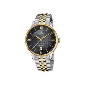 Festina : Montre F20483-3 - AUTOMATIC Dateur Bicolore Acier Argenté Doré Cadran Noir Homme