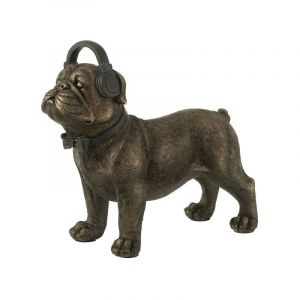 Image de Statuette Déco "Bulldog avec Casque" 28cm Marron Prix