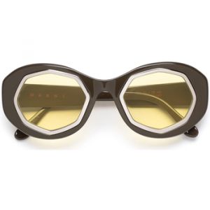 MARNI Unisex Mount Bromo Brown VED Lunettes de soleil Acétate Marron Jaune Oversize Normale