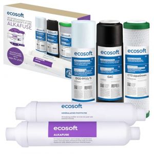 BWT Ecosoft Filtre à osmose inverse – Set de recharges 5 étapes sans pompe avec alcalinisateur - Eau potable domestique équilibrée - Installation sous évier