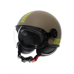 Momo Design MOMODESIGN - FGTR Classic E2206, Casque Jet Moto, Casque Jet Homologué ECE, Casque Jet Ouvert Scooter, Homme et Femme, Léger avec Visière, pour Hommes et Femmes, Matt Sand/Lime, L