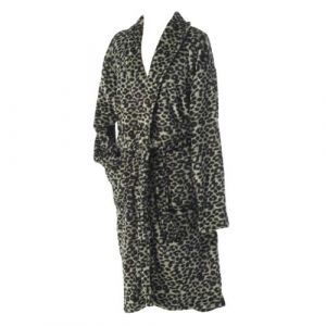 Peignoir Flanelle Imprim&eacute; "L&eacute;opard" Kaki
