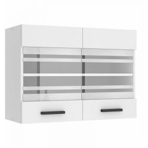 Belini - Meuble Haut Cuisine SGW80 i Meubles de Cuisine - Mural, Rangements, 2 Portes Vitrées i Taille: 29,6 x 80 x 58 cm i Armoire Murale avec
