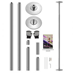 SereneLife Barre de pole dance professionnelle de 45 mm portable pour fitness, construction en acier durable, finition antirouille, convient pour la maison, club, salle de sport, fête, pub