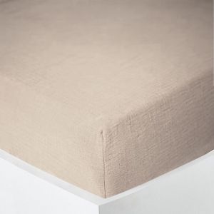 Coton Pur - Drap housse 'Noah' toutes dimensions 'Gaze de Coton' - Noah Naturel - 140 x 190 cm bonnet de 30 cm