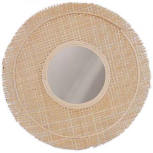 The home deco factory Miroir rond cannage