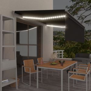 VidaXL Auvent Manuel R¿¿Tractable Avec Store Et Led 4,5x3 M Anthracite