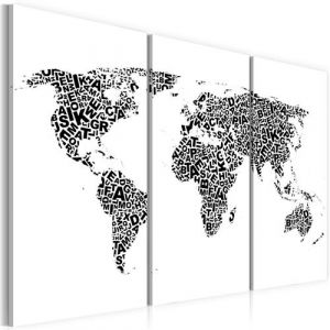 Artgeist Tableau - Carte du monde en alphabet - triptyque 90x60