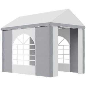 Outsunny Barnum tonnelle chapiteau de jardin dim. 3L x 2l x 2,55H m - 2 fenêtres, 2 portes - acier galvanisé PE blanc gris 300x200x255cm Gris