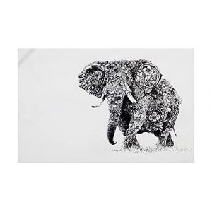 Maxwell & Williams - Serviette de Table 100% Coton, Imprimé Fleuri d'Éléphant d'Afrique, Collection Marini Ferlazzo, 50 x 70 cm - Noir et Blanc