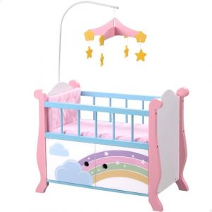 WOOMAX Berceau en Bois pour bébés et poupées, Accessoires pour poupées, lit pour poupée, Berceau pour bébé en Jouet (85401)