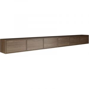 Selsey FRAMME &ndash; Meuble TV mural &agrave; six abattants 300 cm, aspect bois noyer Wisconsin