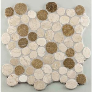 Mosaïque façon galets - Série PEBBLE - 30 x 30 PEBBLE White sunset mix