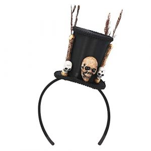 Boland 72278 – Tiara Voodoo Serre-tête avec mini chapeau et tête de mort, Mami Wata, guérisseur miracle, coiffure, accessoire, Halloween, carnaval, fête à thème