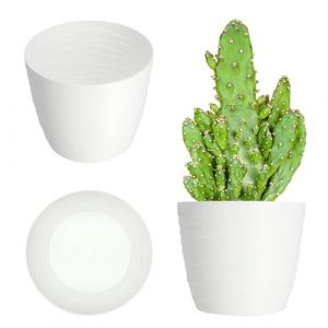 Pot de fleurs en plastique - Diam&egrave;tre : 11 &agrave; 19 cm - 7 couleurs - Simple - Pot de fleurs moderne - Protection robuste - Diam&egrave;tre : 19 cm - Blanc