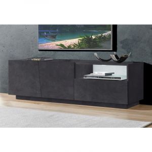 Alter Meuble TV de salon, Made in Italy, Meuble TV avec 2 portes et 1 tiroir, cm 150x43h46, couleur Gris ardoise
