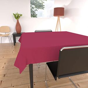 Soleil d'Ocre Nappe anti-tâches carrée 180X180 cm alix framboise, par Framboise