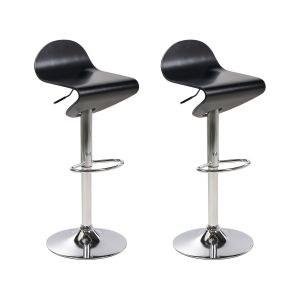 Beliani Lot 2 Tabourets de Bar Modernes Pivotants et Réglable Noir Liverpool