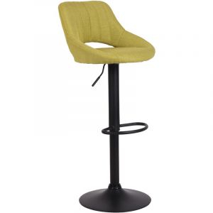 CLP Tabouret de bar Milet en Tissu et Pied métal vert Noir