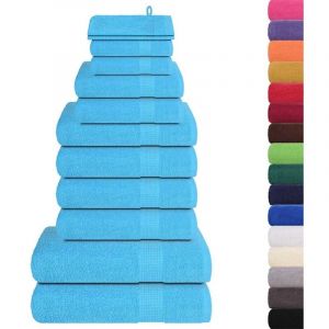 VidaXL Ensemble De Serviettes 12 Pcs Turquoise 360 G/M² 100% Coton