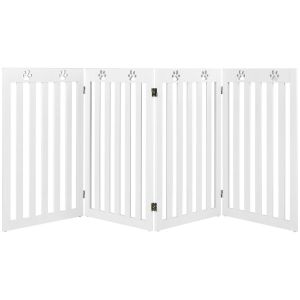 Image de Clôture pour chien en bois autoportante Clôture pour chien pliable en 3 parties avec charnières flexibles Blanc
