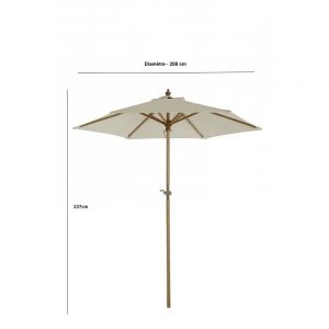 Image de Beau Rivage Parasol droit REVA en bambou contreplaqu&eacute; et tissu beige clair