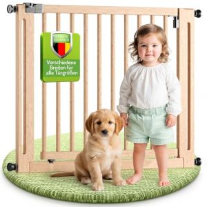 Barri&egrave;re de s&eacute;curit&eacute; b&eacute;b&eacute; escalier 153&ndash;161 cm &ndash; Bois h&ecirc;tre naturel &ndash; Sans per&ccedil;age &ndash; Double ouverture &ndash; Miko &ndash; BOMI