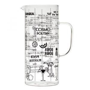 Pichet 2L en Verre Transparent Gradué avec 6 Recettes de Cocktails intégrées