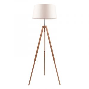 Image de Lampadaire Bois ""Tripod"" 158cm Chêne & Beige - Paris Prix"