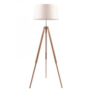 Image de Lampadaire Bois ""Tripod"" 158cm Chêne & Beige - Paris Prix"