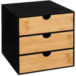 Pegane Organiseur de rangement verticale pour bureau coloris naturel, noir - Longueur 25 x Profondeur 31 x Hauteur 25 cm -