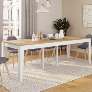 Idmarket Table console extensible MICHEL 10 personnes 235 cm bois blanc et façon hêtre