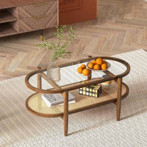 Table basse design en bois naturel 101x56x45cm