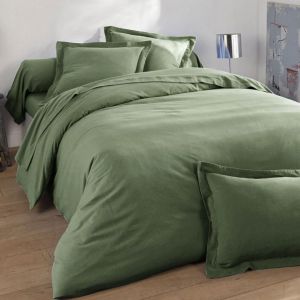Housse de couette FLANELLE UNI vert kaki