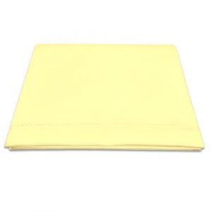 100% Coton Drap Plat 2 Personne Moelleux Jaune, Satin de Coton Mercerisé 400 Fils, 240x280 avec ourlet élégant - Pizuna