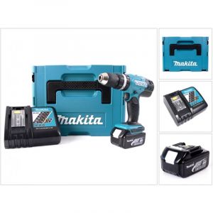 Makita DHP 453 RF1J Perceuse-visseuse à percussion sans fil 18V 42Nm + Coffret MAKPAC + 1x Batterie 3,0 Ah + Chargeur
