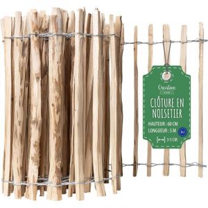 Creative Home - Clôture en Bois de Noisetier 60 cm x 5 m Espacement Lattes 3-5 cm