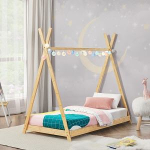Lit tipi Vimpeli 80 x 160 cm pour enfant bambou naturel