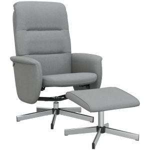 VidaXL Fauteuil Inclinable Avec Repose-Pied Gris Clair Tissu