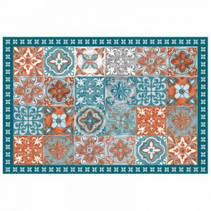 Tapis rectangle - Mosaïque et faïence - 50 x 75 cm - Vinyle - Gris