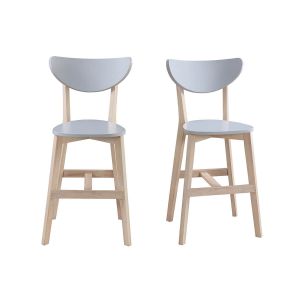 Image de Miliboo Tabourets de bar scandinave gris et bois 65cm (lot de 2) LEENA